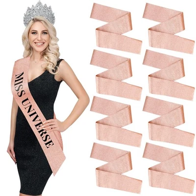 Пустой атласный пояс из розового золота с кисточками булавка для конкурсов старших 2026 8 шт. - Изображение 1 из 4