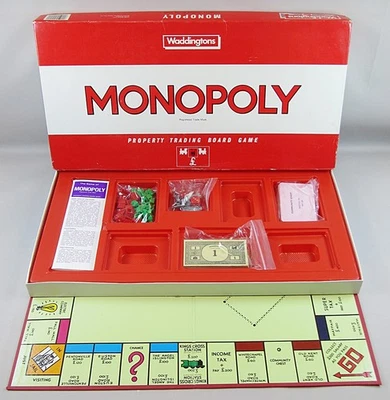 Vintage Monopoly Board Game Original Classic 1980's Parker Bros Waddingtons - Image 1 of 4