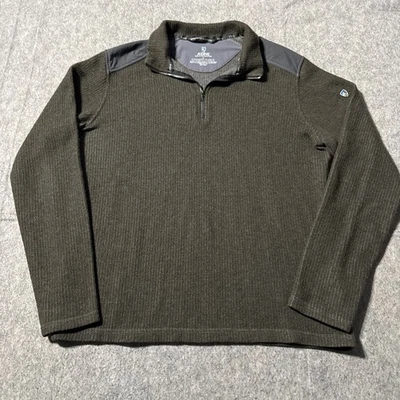 Kuhl Chianti Fleece 1/4 Zip Pullover Sweater Mens Large Green Outdoor Wool Blend - Image 1 of 4