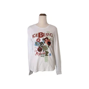 Iceberg White Long Sleeve Women's Top Size XL Made in Italy Betty Boop - Picture 1 of 5