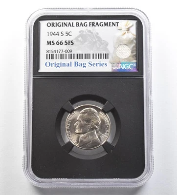 1944-S Jefferson Nickel Original Bag Fragment MS66 5FS NGC *7139 - Image 1 of 3