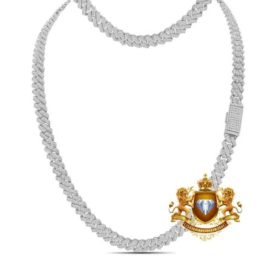 60+ gramos VVS1/D 12,96 Ctw. Cadena cubana Miami unida oro 14K sin cuello 8 mm/22" Foto 1 de 3