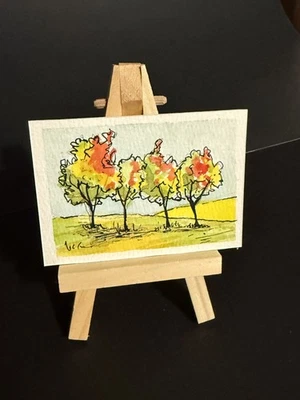 ACEO / Art Card/Miniature Painting/Original - Watercolor, ink Painting 2.5 x 3.5 - Image 1 of 2