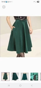Falda Acampanada Pana Verde Hell Bunny "Wonder Years" Talla L Rockabilly Swing - Imagen 1 de 9
