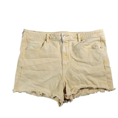 Pantalones cortos de mezclilla American Eagle para mujer 18 mamá naranja amarillo cortes desgastados  Foto 1 de 4