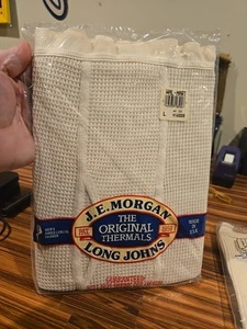 VTG JE Morgan Mens L 38-40 Long Johns Pant Thermal Waffle Weave Made USA Drawers - Picture 1 of 4