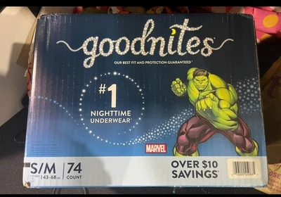 Нижнее белье для ночного недержания мочи для мальчиков 74 карата Goodnites размер S/M 4508305. СОВЕРШЕННО НОВЫЙ!  - Изображение 1 из 3