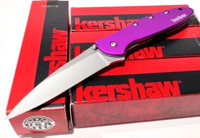 Navaja de Bolsillo Plegable Asistida KERSHAW USA KS1660 Púrpura Puerro Abierto con Resorte Nueva EDC Foto 1 de 3