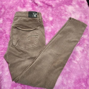 American Eagle Jegging Damen Gr. 4 niedriger Bund Satin X4 360 Super Stretch braun - Bild 1 von 15