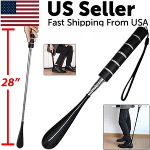 Shoe Horn Extra Long Handle Stainless Steel 28" Handled Metal Shoehorn Horns - Picture 1 of 14