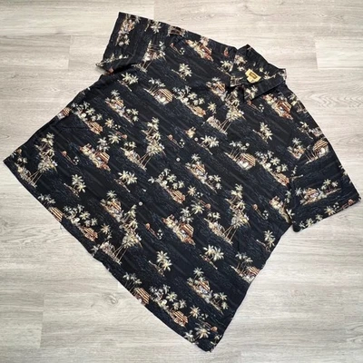 The Foundry Supply Co. 5XL Hawaiian Shirt Palm Tree Island Black - Image 1 of 4