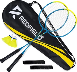 Badminton Set for Outdoor Backyard Games - 2 Badminton Rackets - 2 Shuttlecocks - Picture 1 of 12