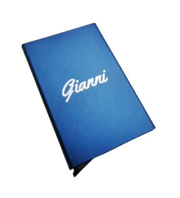 Portacarte Carte Di Credito ID Antifurto In Alluminio Incisione Personalizzabile - Immagine 1 di 4