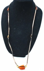 Halskette Kordel Kette Bernstein Farbe Rot Karneval Glasperlen Bindeverschluss Handwerker - Bild 1 von 4