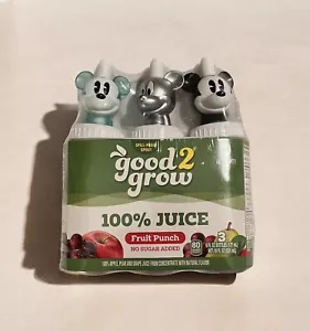 Bueno 2 Toppers de Cultivo y Jugo de Frutas Mickey Mouse, Plateado, Azul Paquete de 3 Nuevo Sellado - Imagen 1 de 2