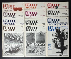 Antique Bottle World 1980 Complete Set Of 12 Monthly Booklets 32 Pages Each - Imagen 1 de 13