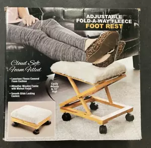 Rolling Adjustable Fold-A-Way Fleece Cushion Foot Rest - Picture 1 of 4