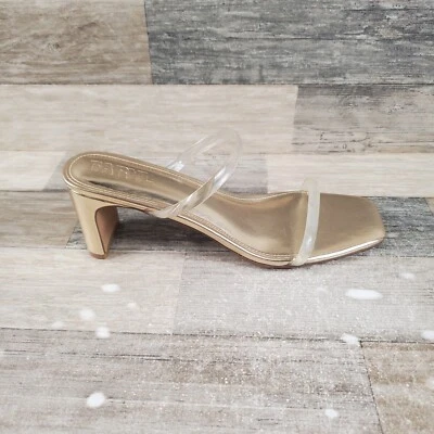 FARYL by Farylrobin Analisa Womens Sandals Sz 11 Gold Clear Slip-On Block Heel - Image 1 of 4