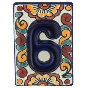 Mexican Tile House Numbers Address Numbers Ceramic House Number Talavera # 6 - Picture 1 of 2