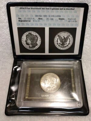 1881 S Morgan Silver Dollar ANACS Vtg Holder Photo Grade Cert MS-65/65 Lite Tone - Image 1 of 4