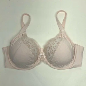 Pretty Pink Ultra Feminine Light Olga Lacy Underwire Bra w/Satin Straps Size 42C - Picture 1 of 6