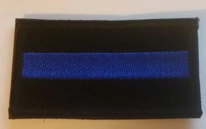 Parche BANDERA Negro con Raya AZUL 3.5" X 2" - Imagen 1 de 1