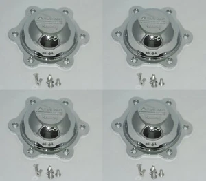 4 CHROME 6 LUG AR604 AMERICAN RACING 3565293CH WHEEL RIM CENTER CAPS WITH SCREWS - Picture 1 of 4