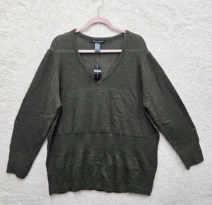 Ashley Stewart Women Sweater 26 Green 100%Acrylic Long Sleeve Sheer Pullover Fit - Picture 1 of 17