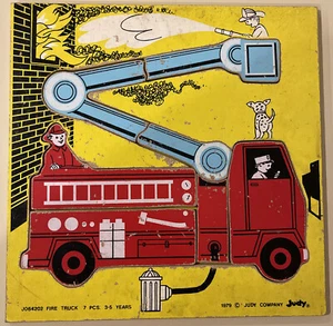 Vintage 1979 Judy Company Children’s Wooden Fire Truck Puzzle Toy J064202 - Picture 1 of 3