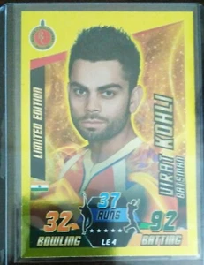 TARJETA INDIA IPL TOPPS 2014 CRICKET ATTAX VIRAT KOHLI EDICIÓN LIMITADA TARJETA DORADA - Imagen 1 de 1