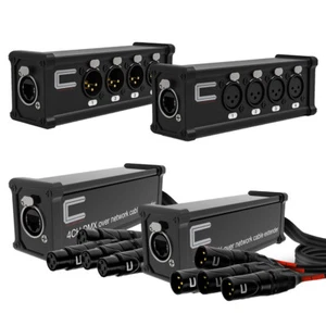 4 Channel 3-Pin XLR Male, Female to Single Ethercon - Compact Cat6 Multi Network - Picture 1 of 15