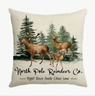 Reindeer Tree Farm Winter Christmas Throw Pillow Cover Winter Holiday Home Decor