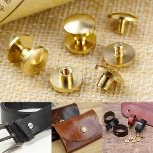 10Pcs/Kit Arc Belt Screw Leather Chicago Nail Brass Solid Rivet Stud Heads Craft - Picture 1 of 15