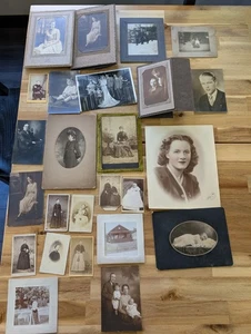 Antique Photograph Lot Of 25 Women Men Children Family Portraits 1800's 1900's - Picture 1 of 8