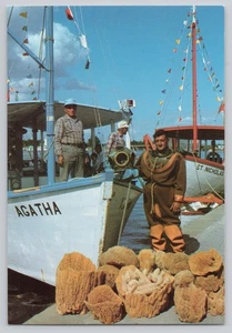 Tarpon Springs FL Buzo Esponja Griego San Nicolás Línea de Barcos Exposición Postal - Imagen 1 de 2