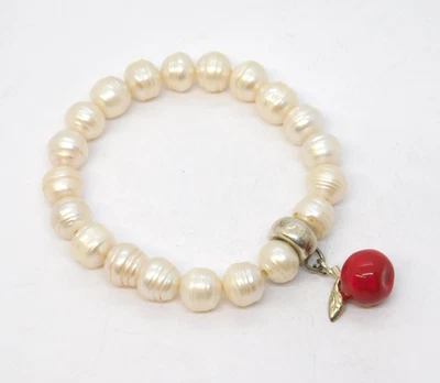 Thomas Sabo Silver & Simulated Pearl Apple Bracelet Vintage c2010 - Image 1 of 4