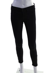 Rag & Bone Womens Cotton Textured Shiny Skinny Capri Leg Jeans Black Size EUR 27 - Picture 1 of 7
