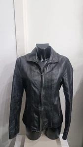 Giacca cappotto SASCH donna pelle nera taglia L mod. AN173 - Picture 1 of 12