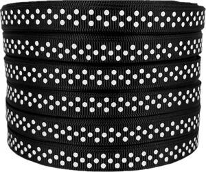 3/8 Inch Black Grosgrain Ribbon Dots Printed 25 Yards/Roll - Wreath Decrative Gi - Picture 1 of 12