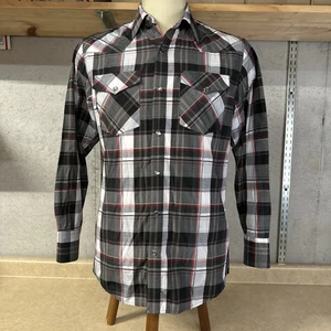 Rodeo Clothing Co Long Sleeve Pearl Snap Shirt Men’s S Small Black Plaid - Picture 1 of 4