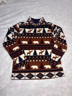 Пуловер флисовый свитер The Place Deer Bear с принтом дикой природы| 10/12| черный цвет Brwn - Изображение 1 из 4