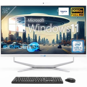 Tout En Un 24" FHD Tactile I3 8E Gén Win11 Ram 4 Go Ssd 120 Go Pc Fixe Webcam 2K - Afbeelding 1 van 9