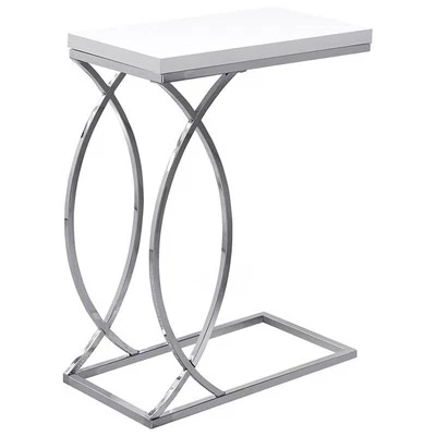 Accent Table C-shaped End Side Snack Bedroom Metal Glossy White - Image 1 of 4