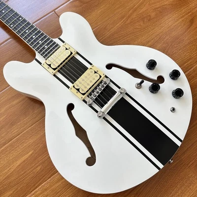 Guitarra Eléctrica Us Warehouse ES-335 Línea Blanco Negro Medio Cuerpo Hueco Pastilla HH Foto 1 de 4