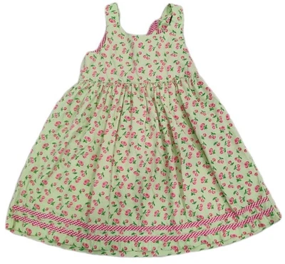 blueberi boulevard girl dress Size 6 Green With Red Cherries Bow - Image 1 of 4