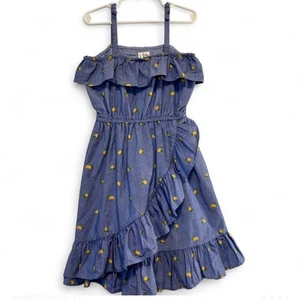 Janie And Jack Lemon Ruffle Dress Kentucky Blue Spaghetti Strap Girl Size 6 - Picture 1 of 8
