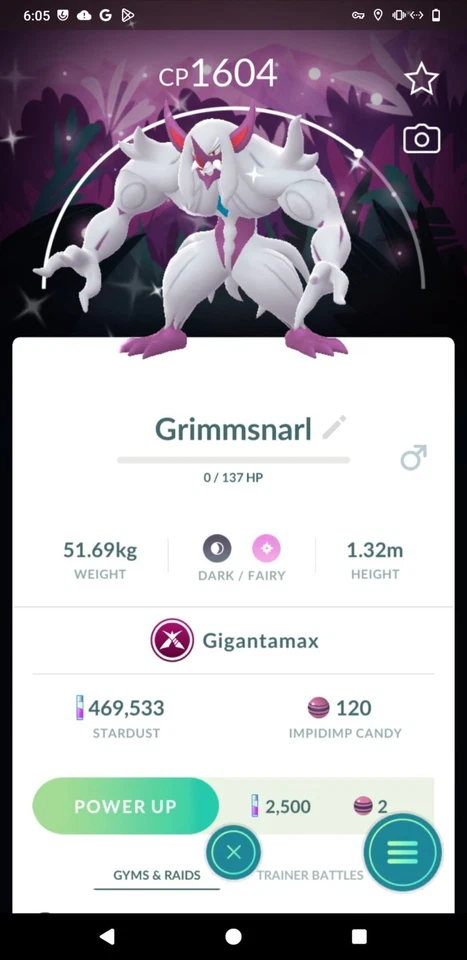 ✨ Brillante Gigantamax Grimmsnarl con fondo especial✨ - P T C - Descripción - Imagen 1 de 1