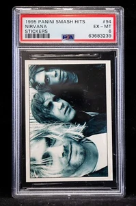 1995 pegatinas Panini Smash Hits Nirvana #94 PSA 6 Kurt Cobain Dave Grohl - Imagen 1 de 2