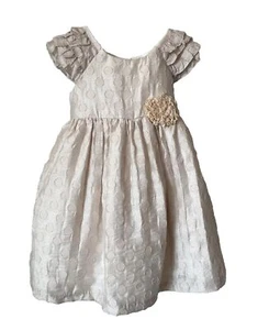 Laura Ashley Dress Girls 4T 4 Toddler Dots Cream Pale Pink Wedding Holiday Party - Picture 1 of 12