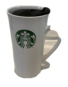 Starbucks Mermaid Logo Ceramic Tall Mug 2016 White Tumbler with Lid - Bild 1 von 5